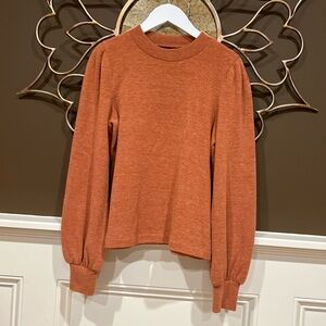 Madewell Pouf Sleeve Burnt Orange Sweater XS
